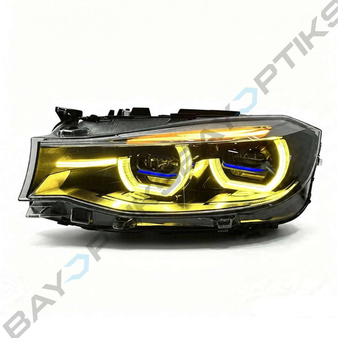 BMW 3 Series GT F34 Laser Style LED Headlights with Yellow/White Angel Eyes 2013-2020
