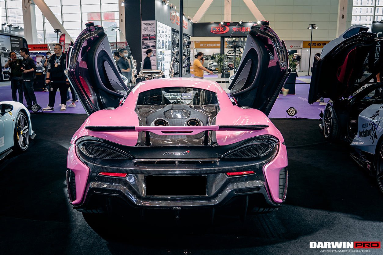 2015 - 2020 McLaren 540C & 570S & 570GT 600LT-Style Partial Carbon Fiber Rear Bumper with Diffuser and Trunk Spoiler and Engine Trunk and Exhaust