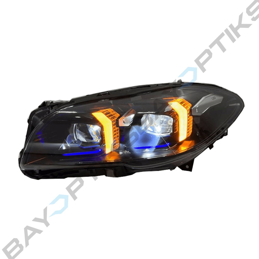 BMW 5 Series F10 Snake Eyes Style Yellow White LED Headlights 2010-2017