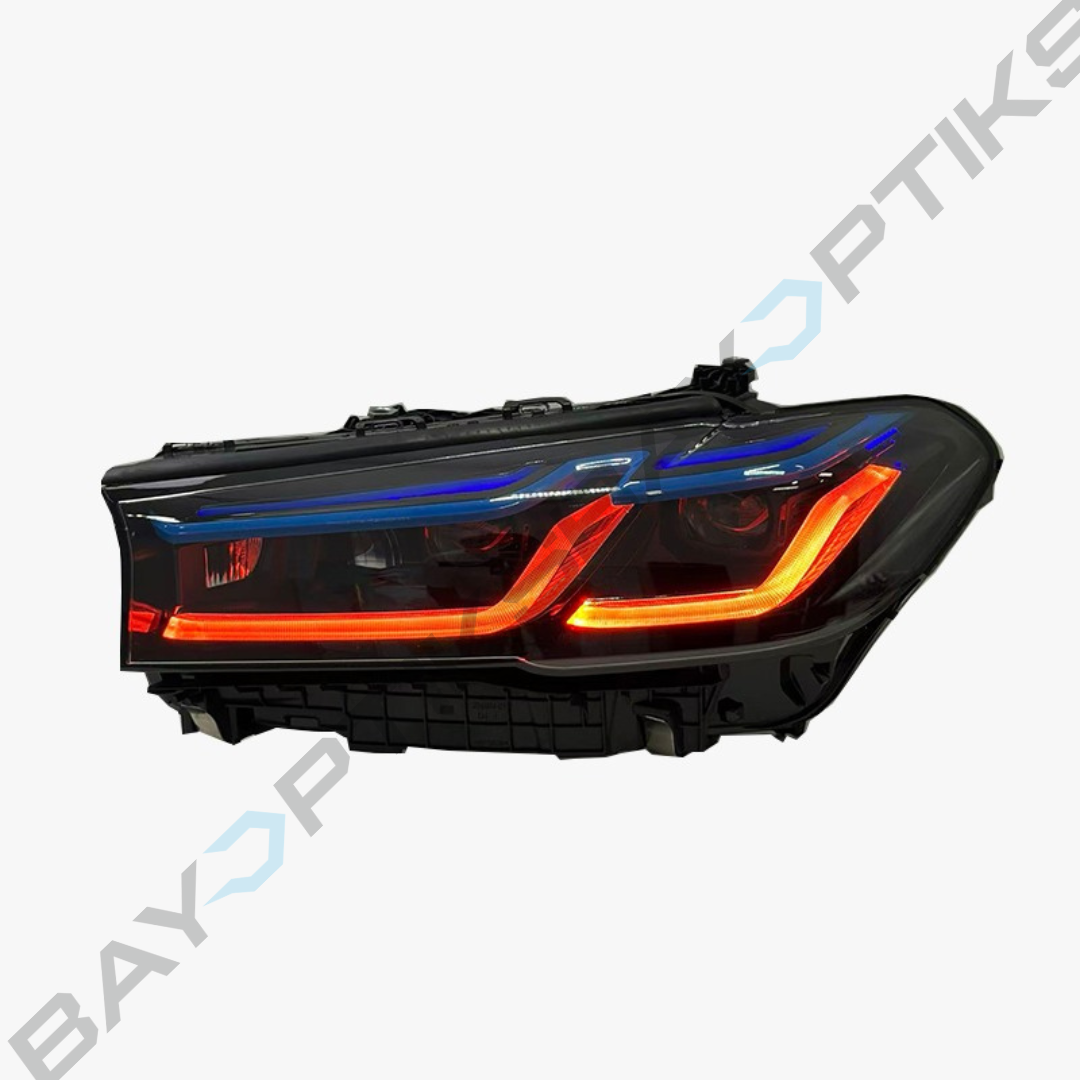 BMW 5 Series G30 G38 V3 Smoked Laser Style LED Headlights Yellow/White DRL 2018-2023