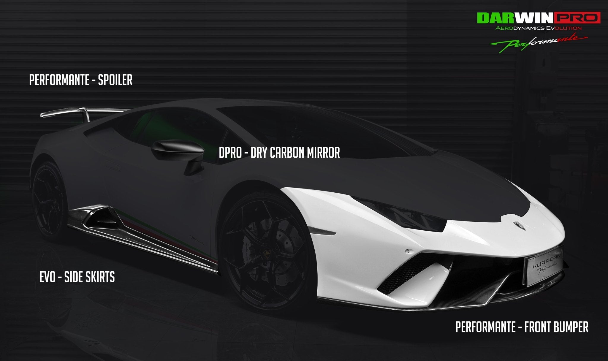 2015 - 2019 Lamborghini Huracan LP610 & LP580 Performante Style Partial Carbon Fiber Aero - Full Kit