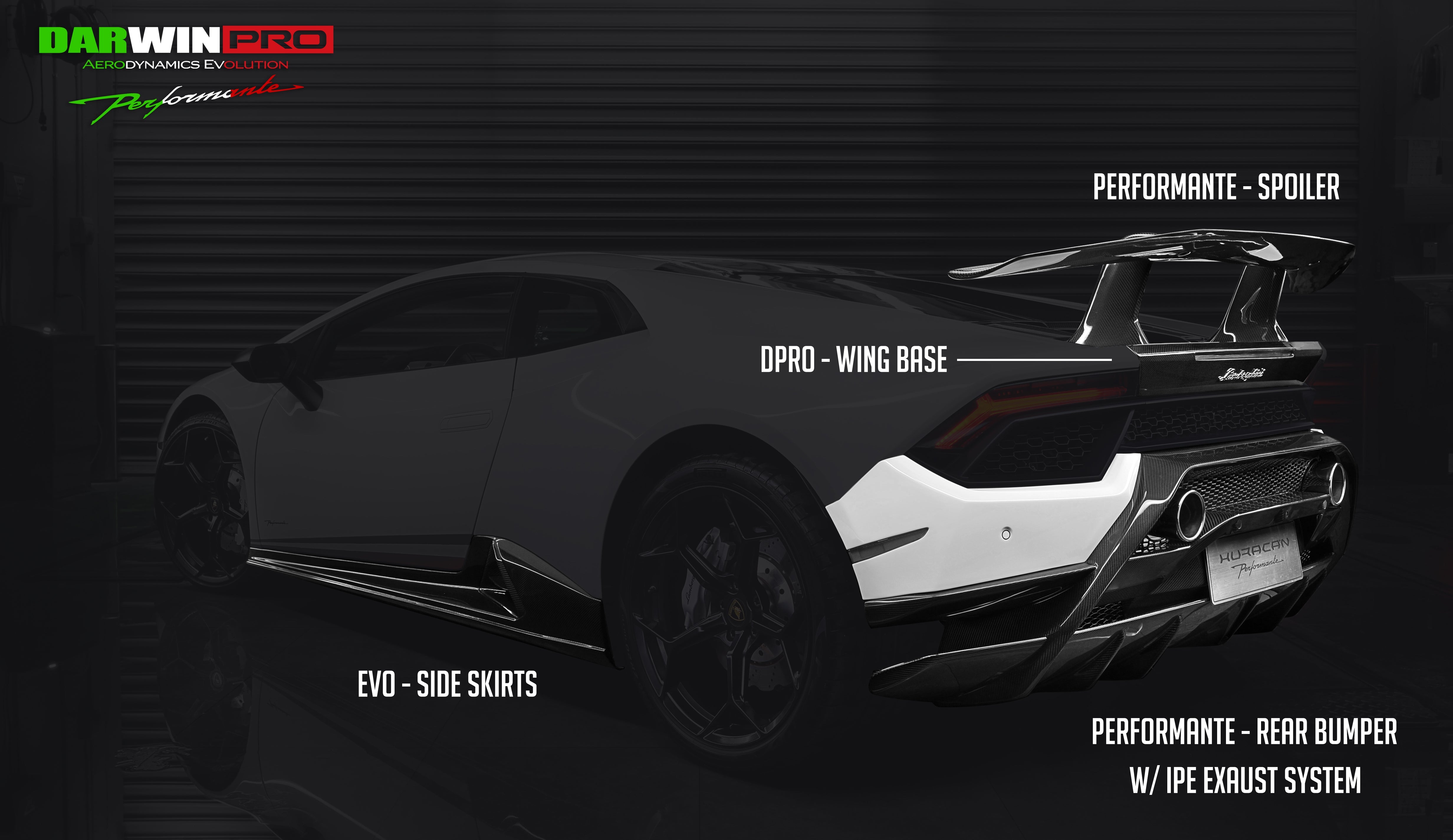 2015 - 2019 Lamborghini Huracan LP610 & LP580 Performante Style Partial Carbon Fiber Aero - Full Kit