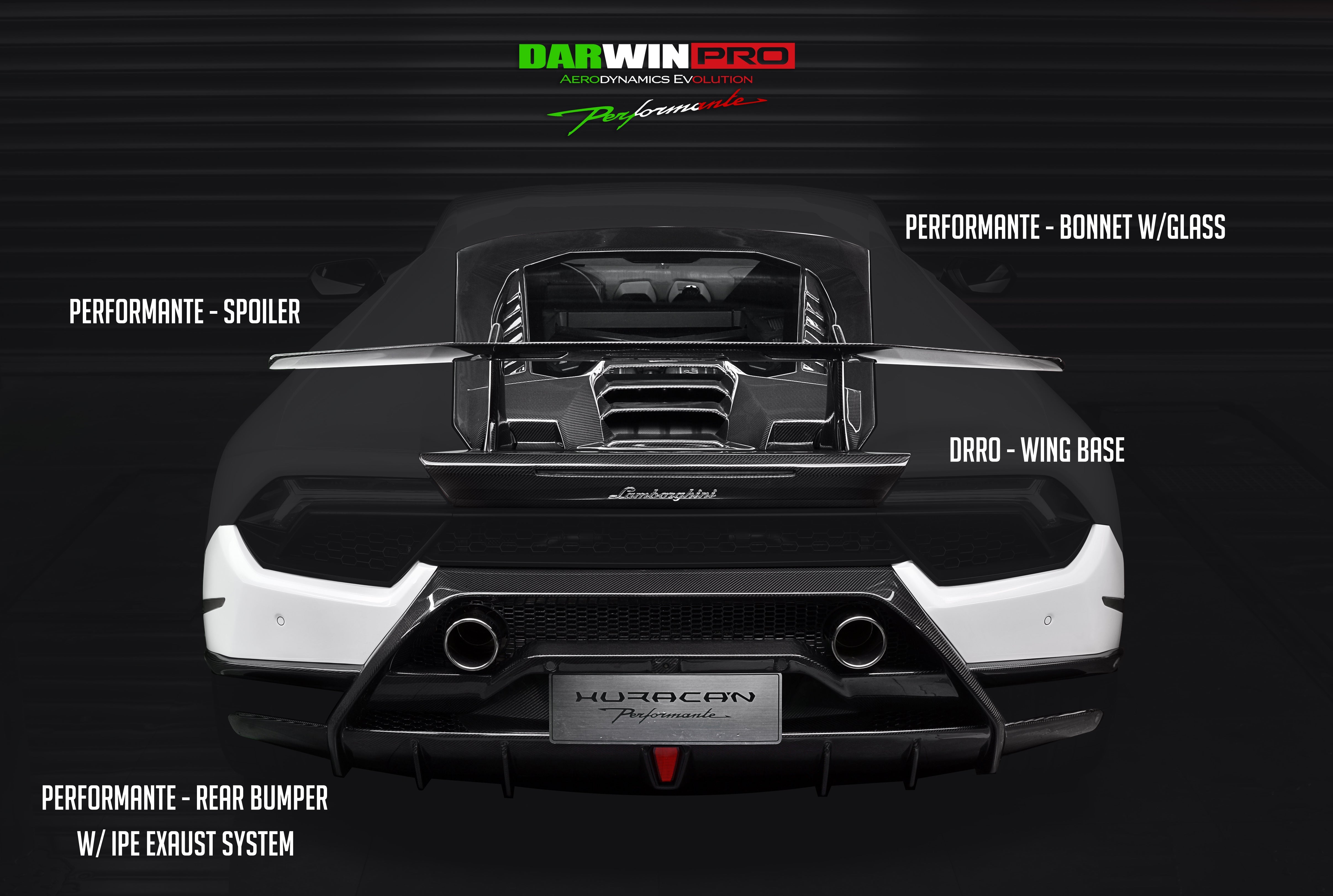 2015 - 2019 Lamborghini Huracan LP610 & LP580 Performante Style Partial Carbon Fiber Aero - Full Kit