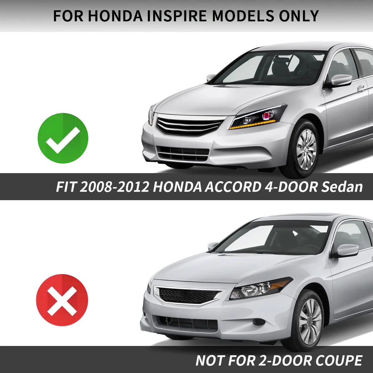 2008 - 2012 Honda Accord Sedan (Not For 2-Door Coupe) LED Headlights