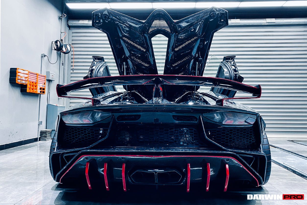 2011 - 2016 Lamborghini Aventador LP700 Roadster SV-BKSSII Style Engine Hood And Wing