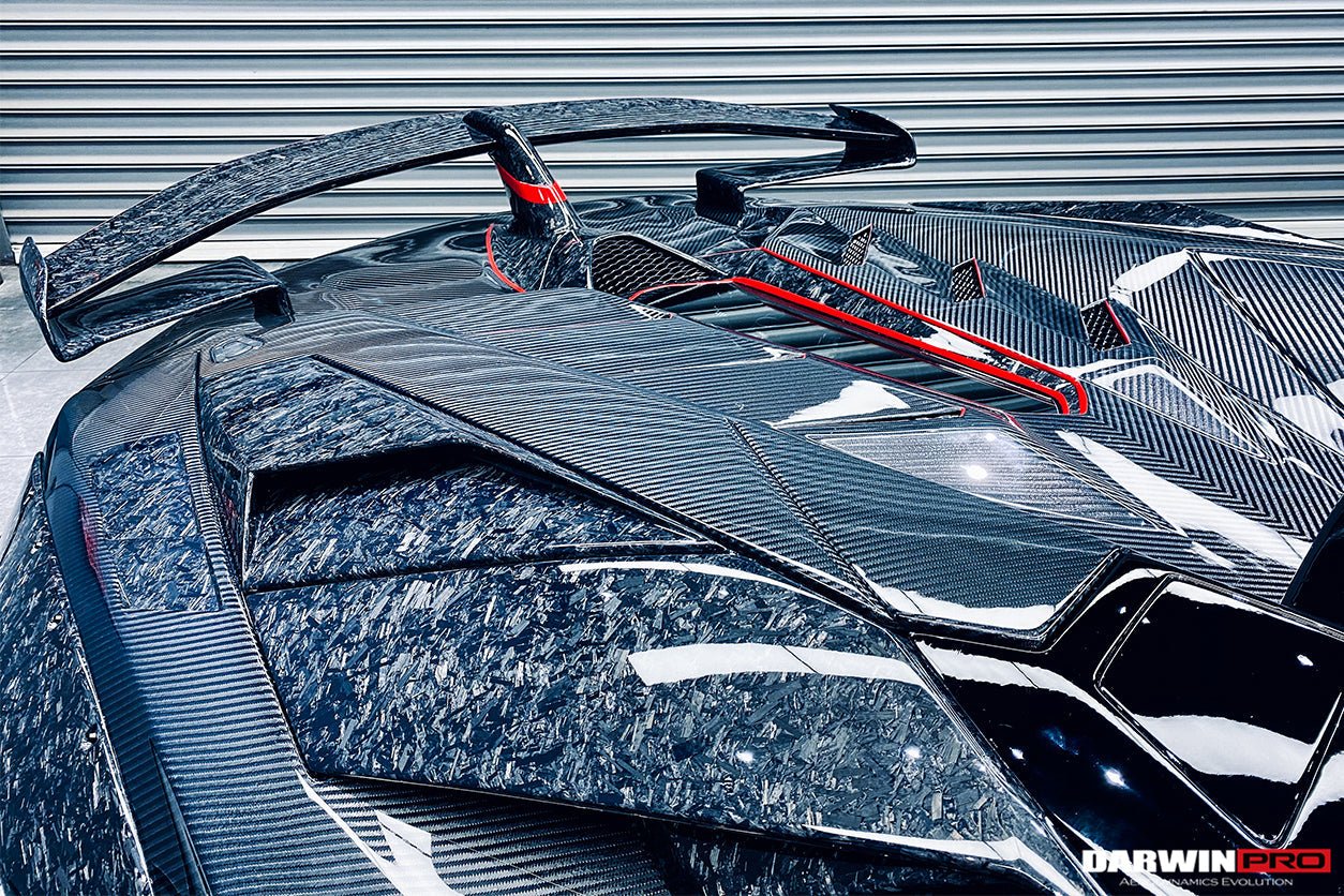 2011 - 2016 Lamborghini Aventador LP700 Roadster SV-BKSSII Style Engine Hood And Wing