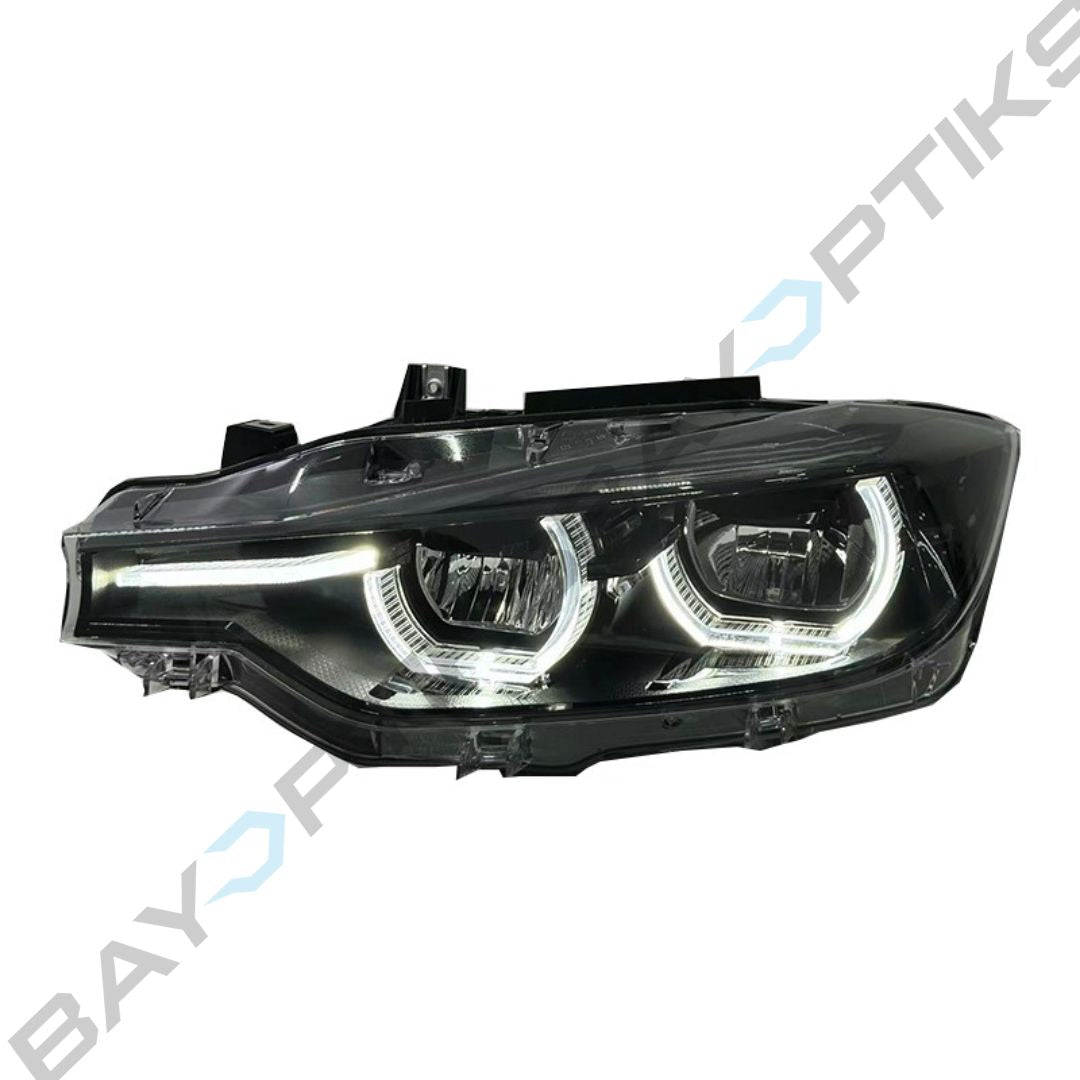 BMW 3 Series F30 Black Shadow Line LCI Style Tri-Color Headlights 2013-2018