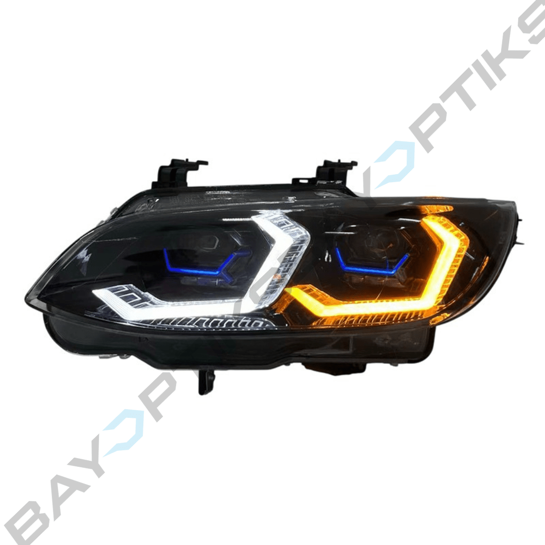 BMW E90 E92 3 Series M3 OSS Yellow White Dual Color Laser Style Headlights 2007-2013