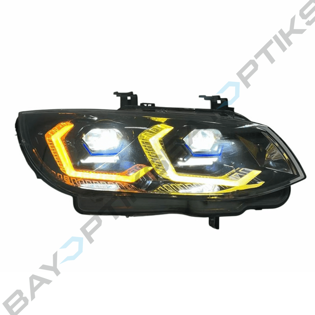 BMW E92 E93 3 Series LCI OSS Yellow White Dual Color Laser Style Headlights 2011-2013