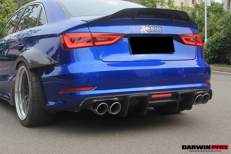 2013 - 2016 Audi S3 & A3 Sline Sedan BKSS Style Rear Diffuser with LED Light