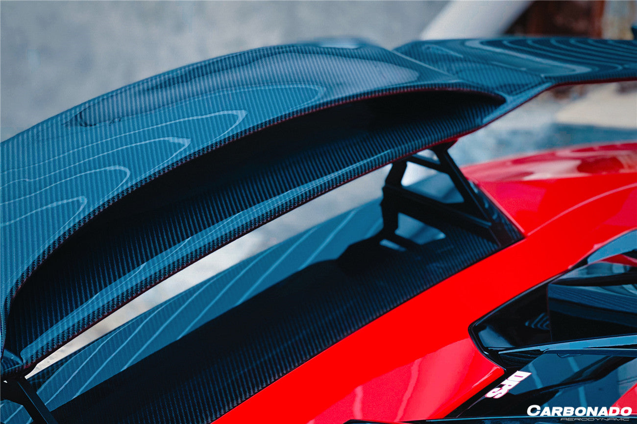 2015 - 2025 Lamborghini Huracan LP610 & LP580 & EVO & Tecnica MD Style Carbon Fiber Trunk Spoiler with Base