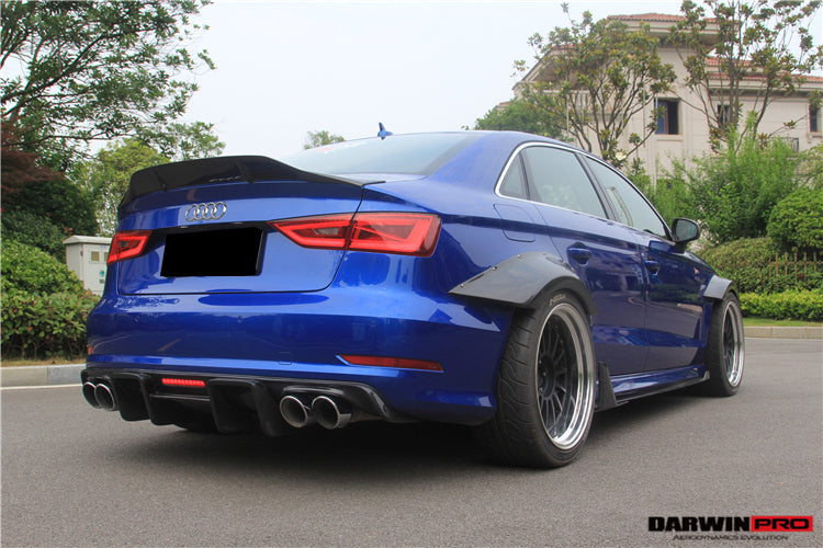 2013 - 2016 Audi S3 & A3 Sline Sedan BKSS Style Rear Diffuser with LED Light