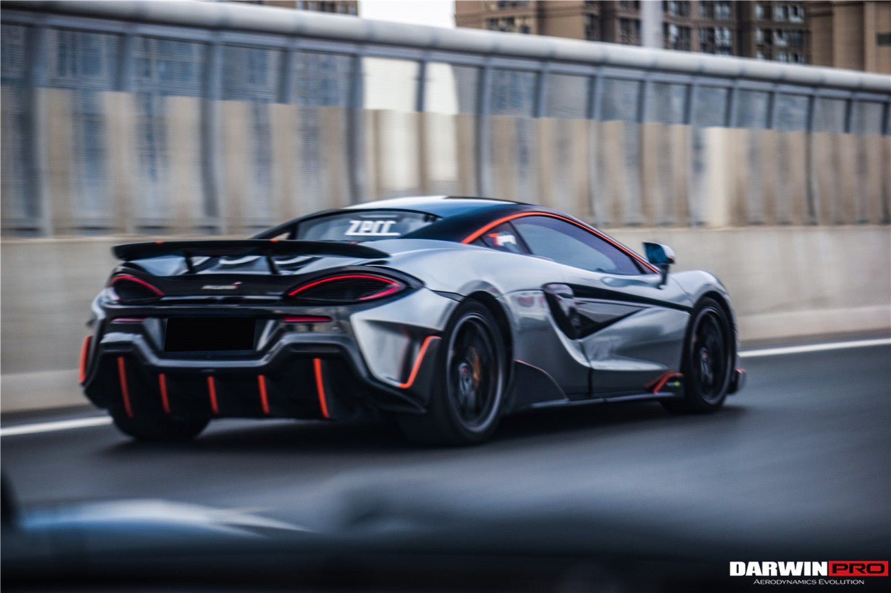2015 - 2020 McLaren 540C & 570S & 570GT 600LT-Style Partial Carbon Fiber Rear Bumper with Diffuser and Trunk Spoiler and Engine Trunk and Exhaust
