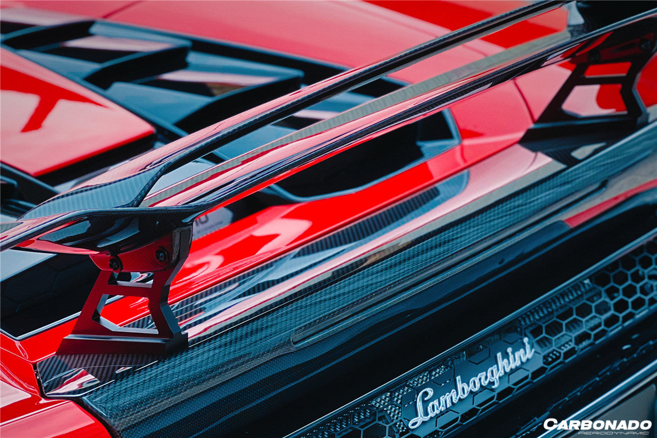 2015 - 2025 Lamborghini Huracan LP610 & LP580 & EVO & Tecnica MD Style Carbon Fiber Trunk Spoiler with Base