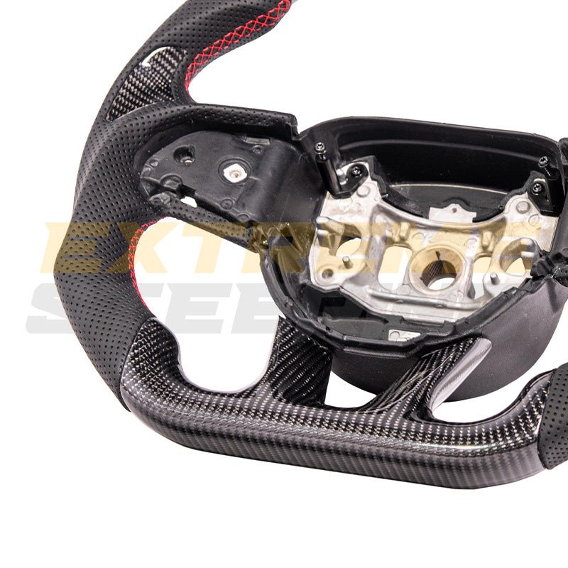 Dodge Challenger Carbon Fiber Steering Wheel Red Stitching Automatic 2015-Up