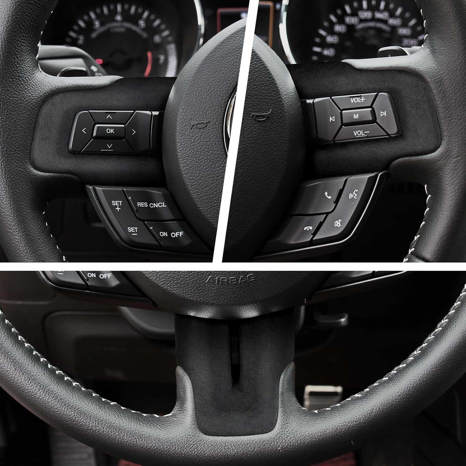 Ford Mustang Alcantara Suede Steering Wheel Trim 2015-23