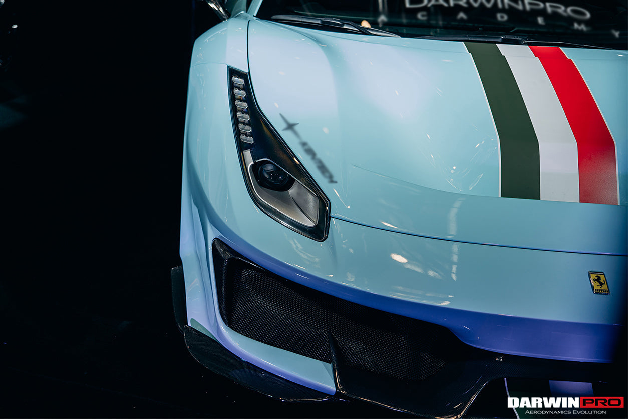 2015 - 2020 Ferrari 488 GTB & Spyder Pista Style Front Bumper Set W/ Hood