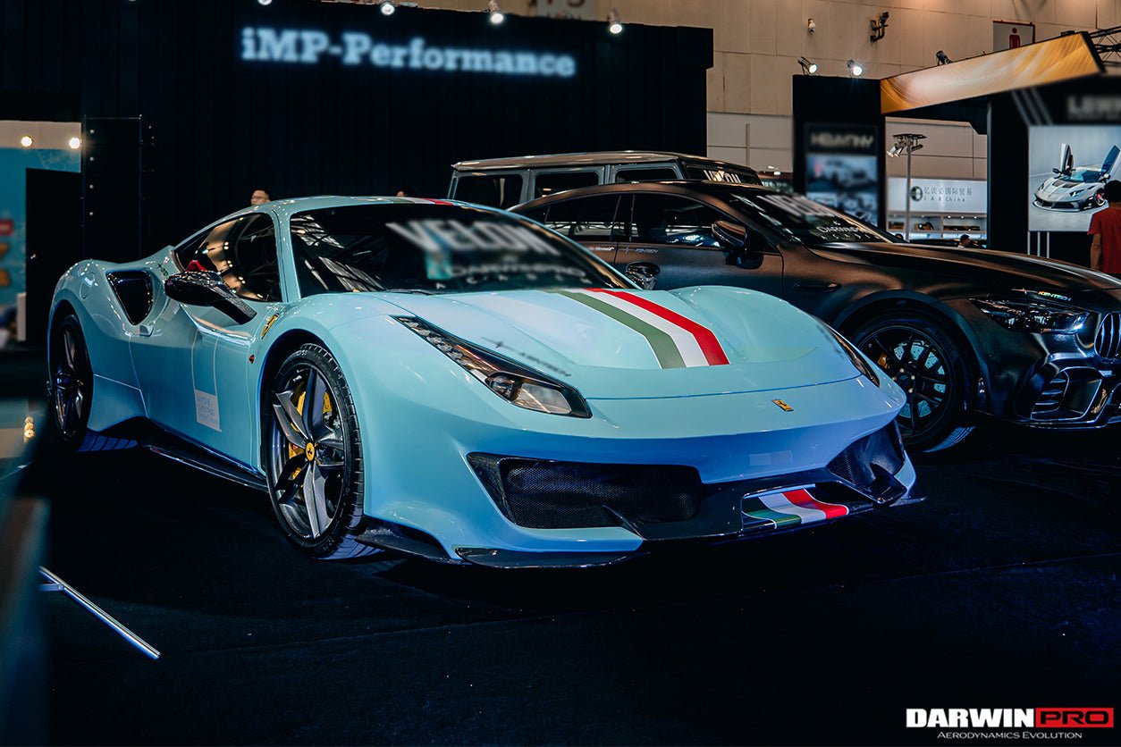 2015 - 2020 Ferrari 488 GTB & Spyder Pista Style Front Bumper Set W/ Hood