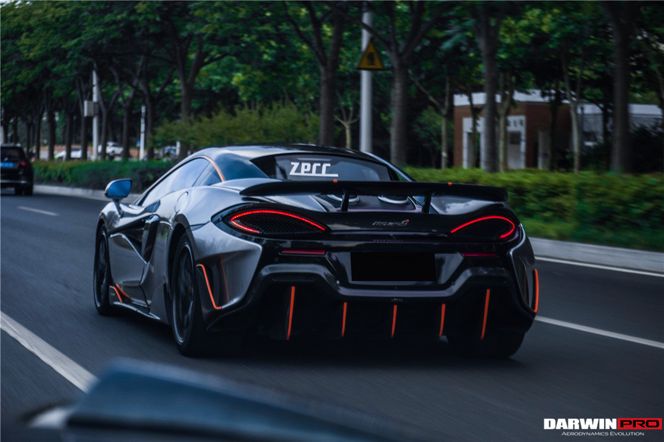 2015 - 2020 McLaren 540C & 570S & 570GT 600LT-Style Partial Carbon Fiber Rear Bumper with Diffuser  and Trunk Spoiler and Engine Trunk and Exhaust