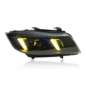 E90 3 Series Sedan Snake Eyes Style LED Headlights CSL Yellow/White (2005-2012)