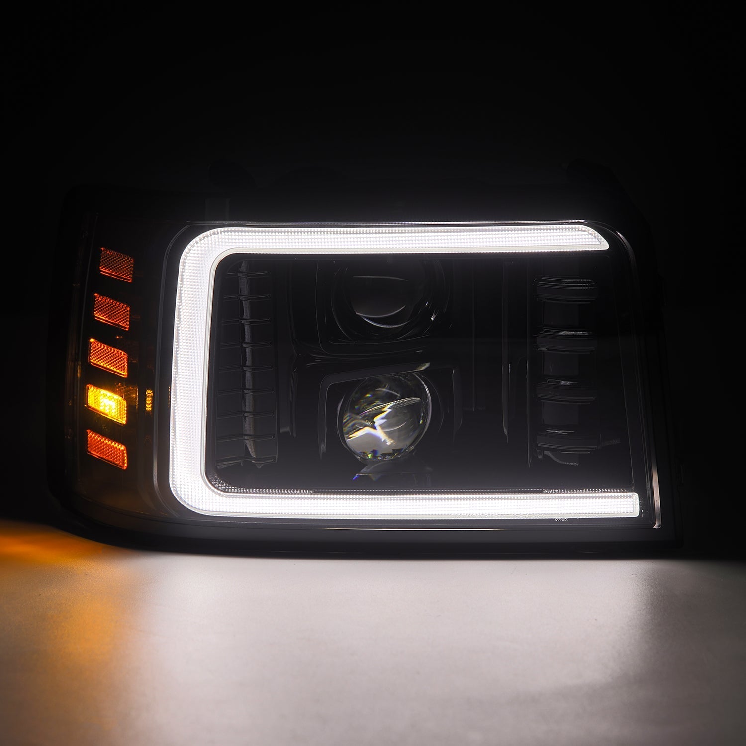 92-96 Ford F-Series/Bronco LUXX-Series LED Projector Headlights Alpha-Black | AlphaRex