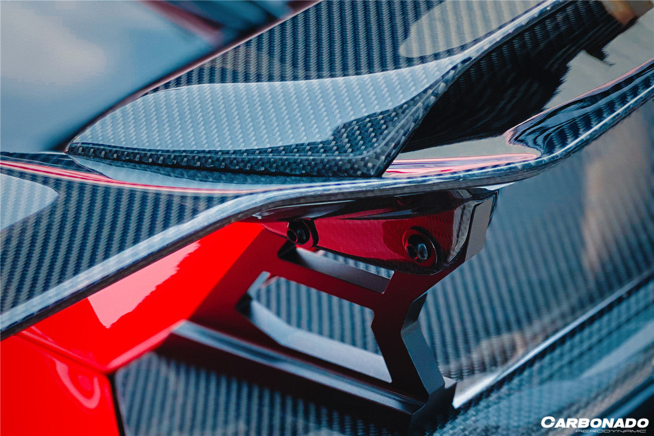 2015 - 2025 Lamborghini Huracan LP610 & LP580 & EVO & Tecnica MD Style Carbon Fiber Trunk Spoiler with Base