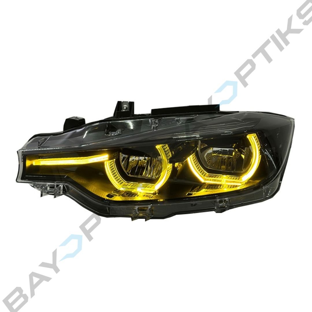 BMW 3 Series F30 Black Shadow Line LCI Style Tri-Color Headlights 2013-2018