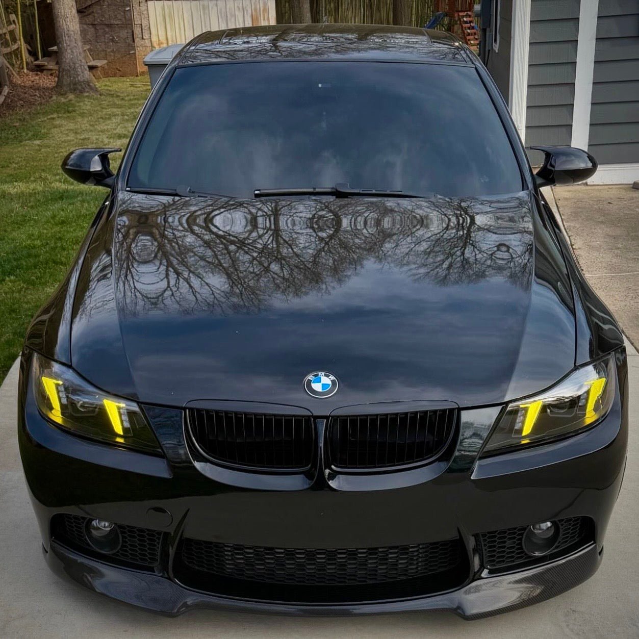 E90 3 Series Sedan Snake Eyes Style LED Headlights CSL Yellow/White 2005-2012