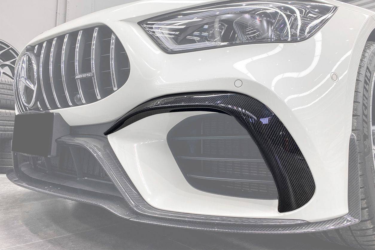 2019-2023 Mercedes Benz AMG GT63/S 4Door Coupe X290 OEM Style Carbon Fiber Front Canards - Carbonado