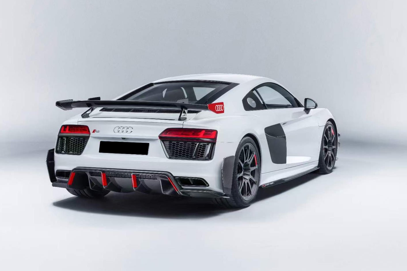 Audi R8 Gen 2 Type 4S Coupe GT Style Dry Carbon Fiber Trunk Wing with Base and Aluminum Legs 2016-2025