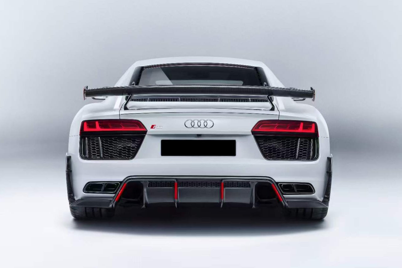 Audi R8 Gen 2 Type 4S Coupe GT Style Dry Carbon Fiber Trunk Wing with Base and Aluminum Legs 2016-2025