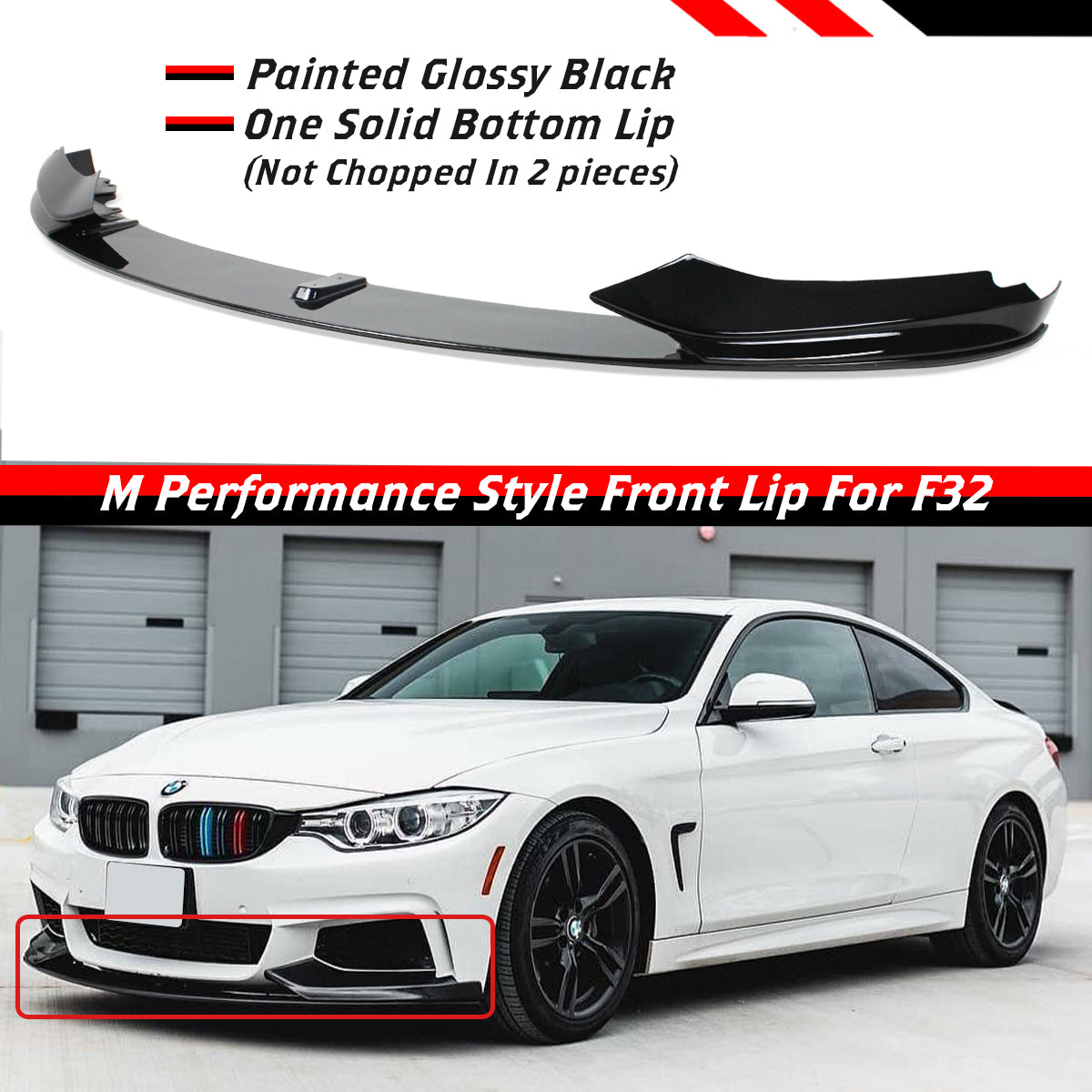 4 Series BMW Front Lip Glossy Black 2014-2020