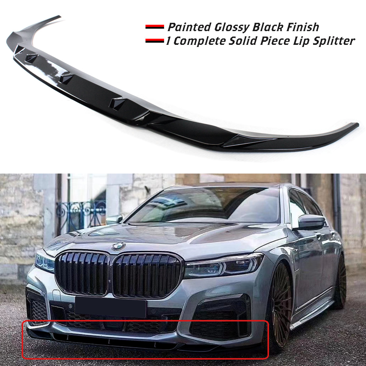 G11 G12 7 Series BMW Lip Splitter Glossy Black 2019-2021