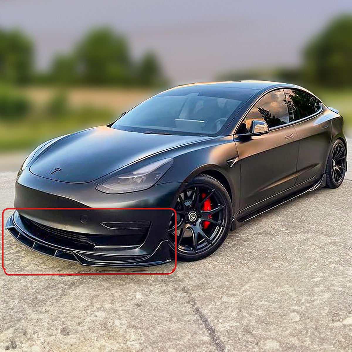 Tesla Model 3 Front Lip Glossy Black 2017-2023