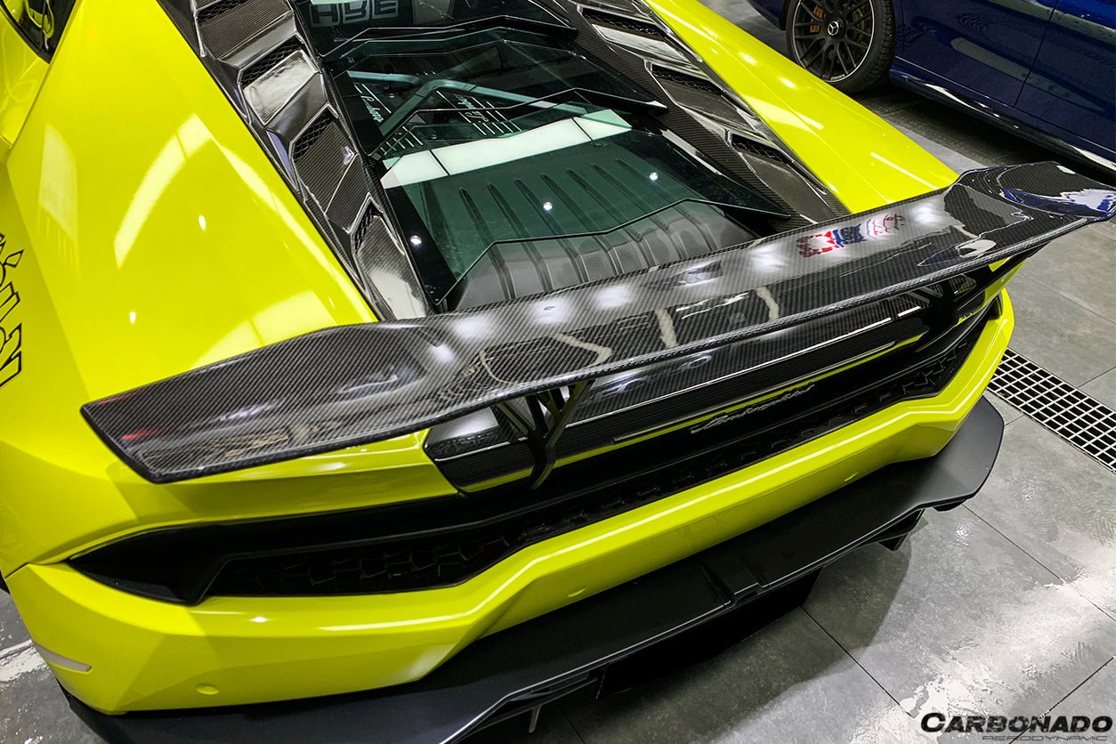 2015 - 2025 Lamborghini Huracan LP610 & LP580 & EVO & Tecnica DC Style Carbon Fiber Trunk Spoiler with Base