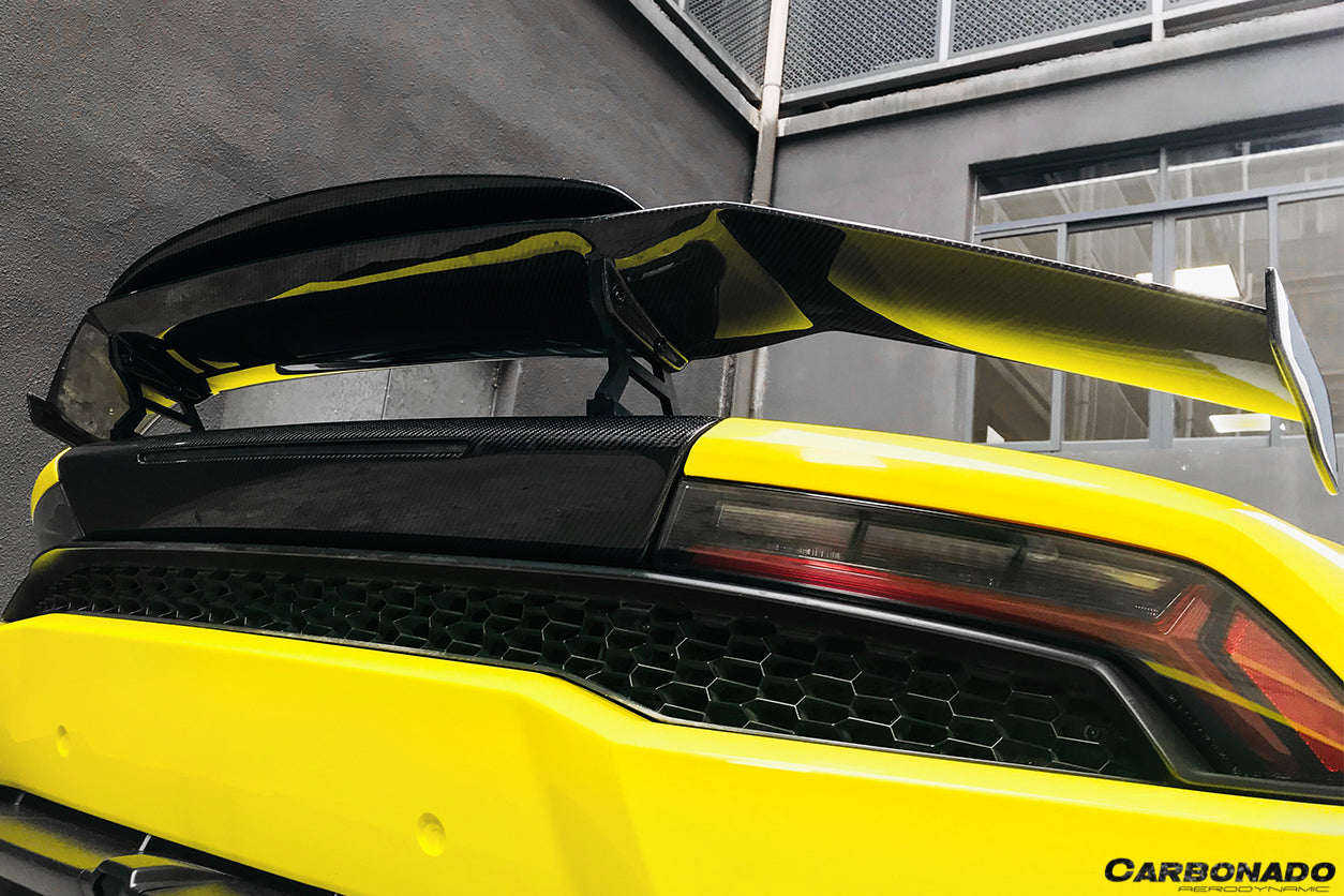 2015 - 2025 Lamborghini Huracan LP610 & LP580 & EVO & Tecnica MD Style Carbon Fiber Trunk Spoiler with Base