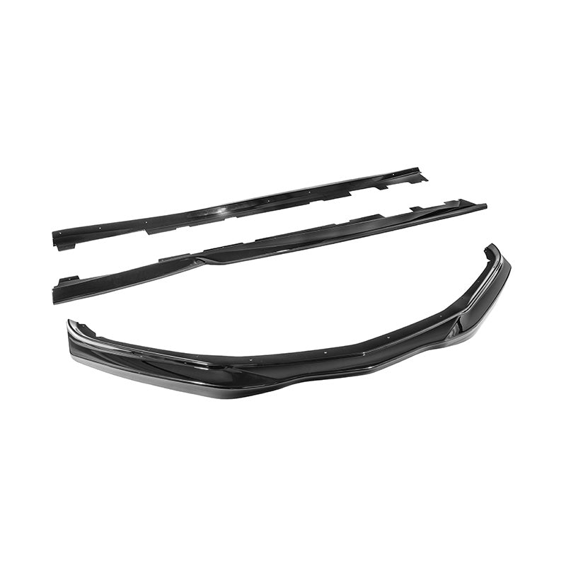 Chevrolet Camaro 6th Gen T6 Style Gloss Black Carbon Fiber Front Lip Splitter Side Skirts Kit 2019-2024