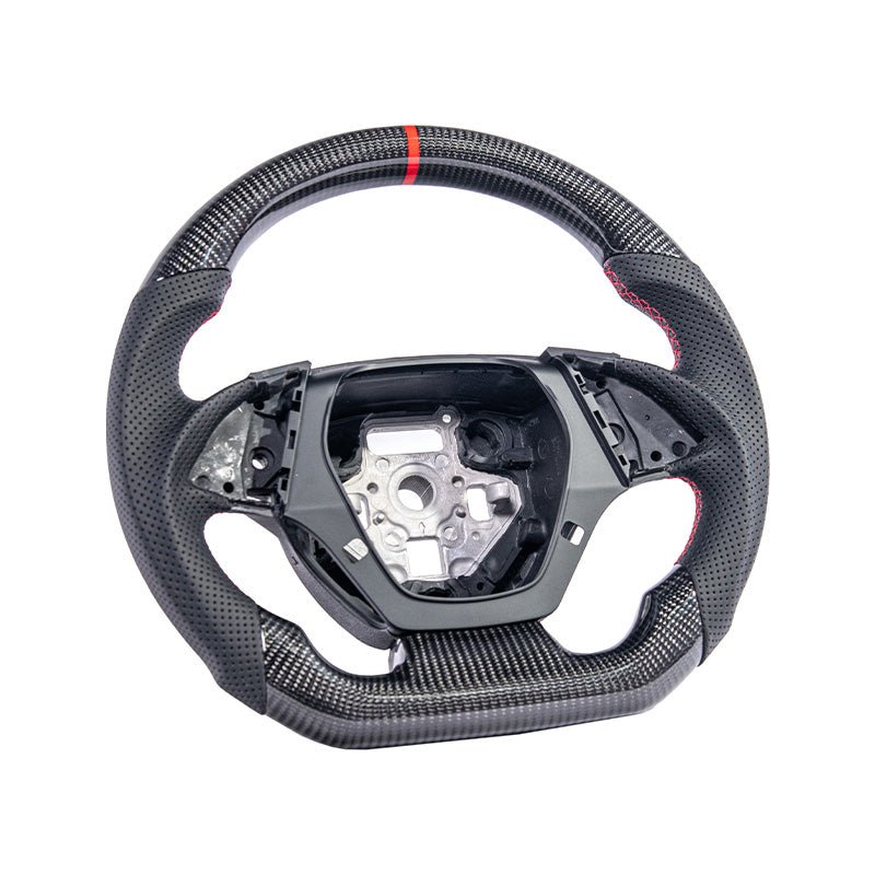 Chevrolet Camaro Carbon Fiber Steering Wheel Perforated Leather Red Stripe 2016-2024