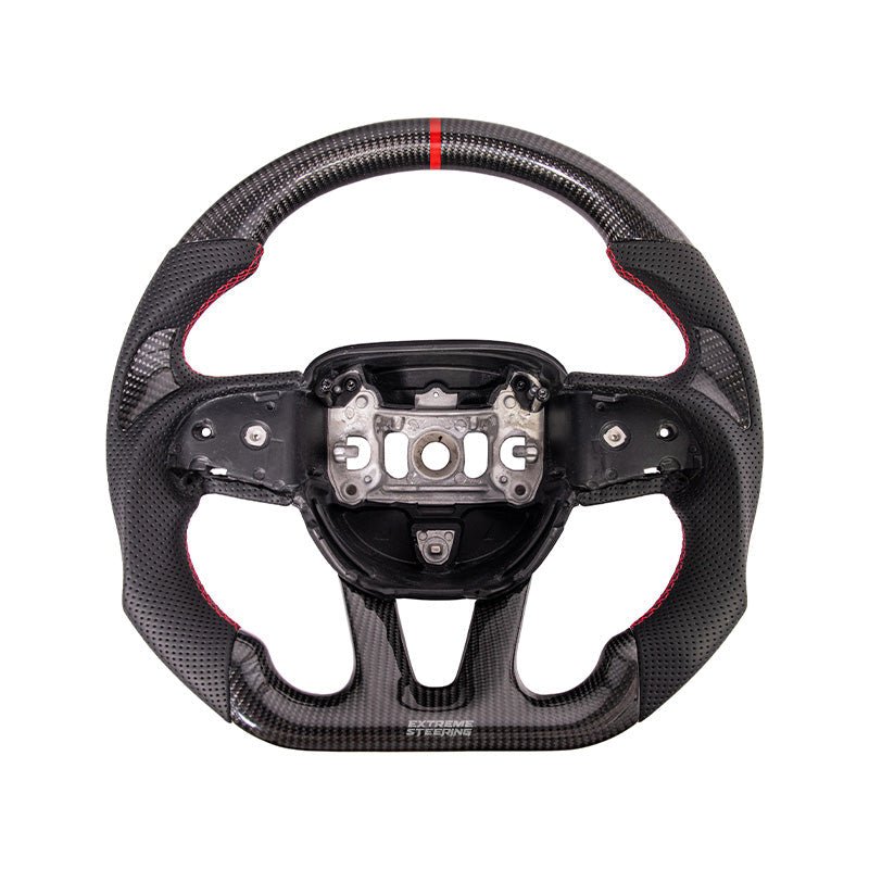 Dodge Challenger Carbon Fiber Steering Wheel Red Stitching Automatic 2015-Up