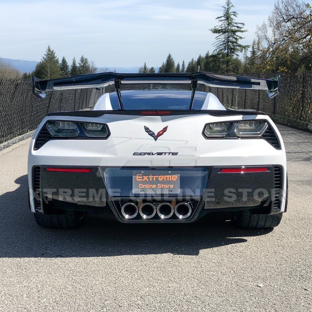 Chevrolet Corvette C7 ZR1 ZTK Style Carbon Fiber High Wing Rear Spoiler Kit 2014-2019