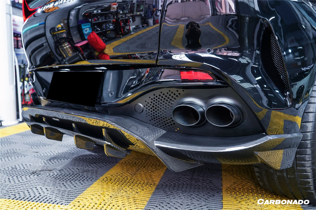 2021 - 2024 Aston Martin DBX 707 Style Dry Carbon Fiber Rear Bumper w & Exhaust tips