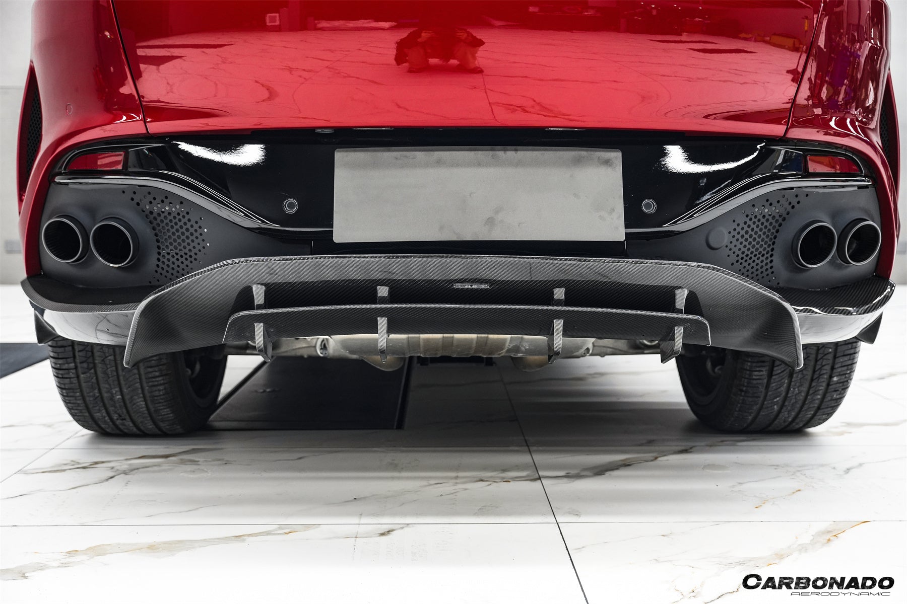 2021 - 2024 Aston Martin DBX 707 Style Dry Carbon Fiber Rear Bumper w & Exhaust tips