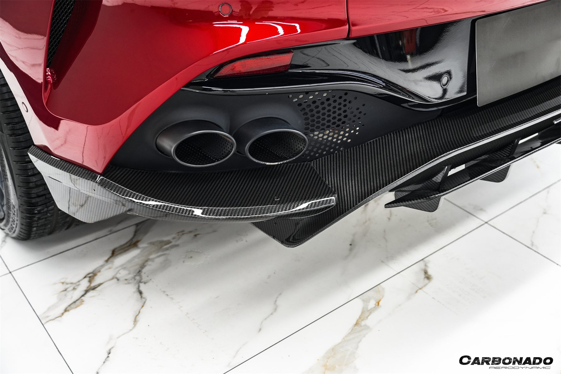 2021 - 2024 Aston Martin DBX 707 Style Dry Carbon Fiber Rear Bumper w & Exhaust tips