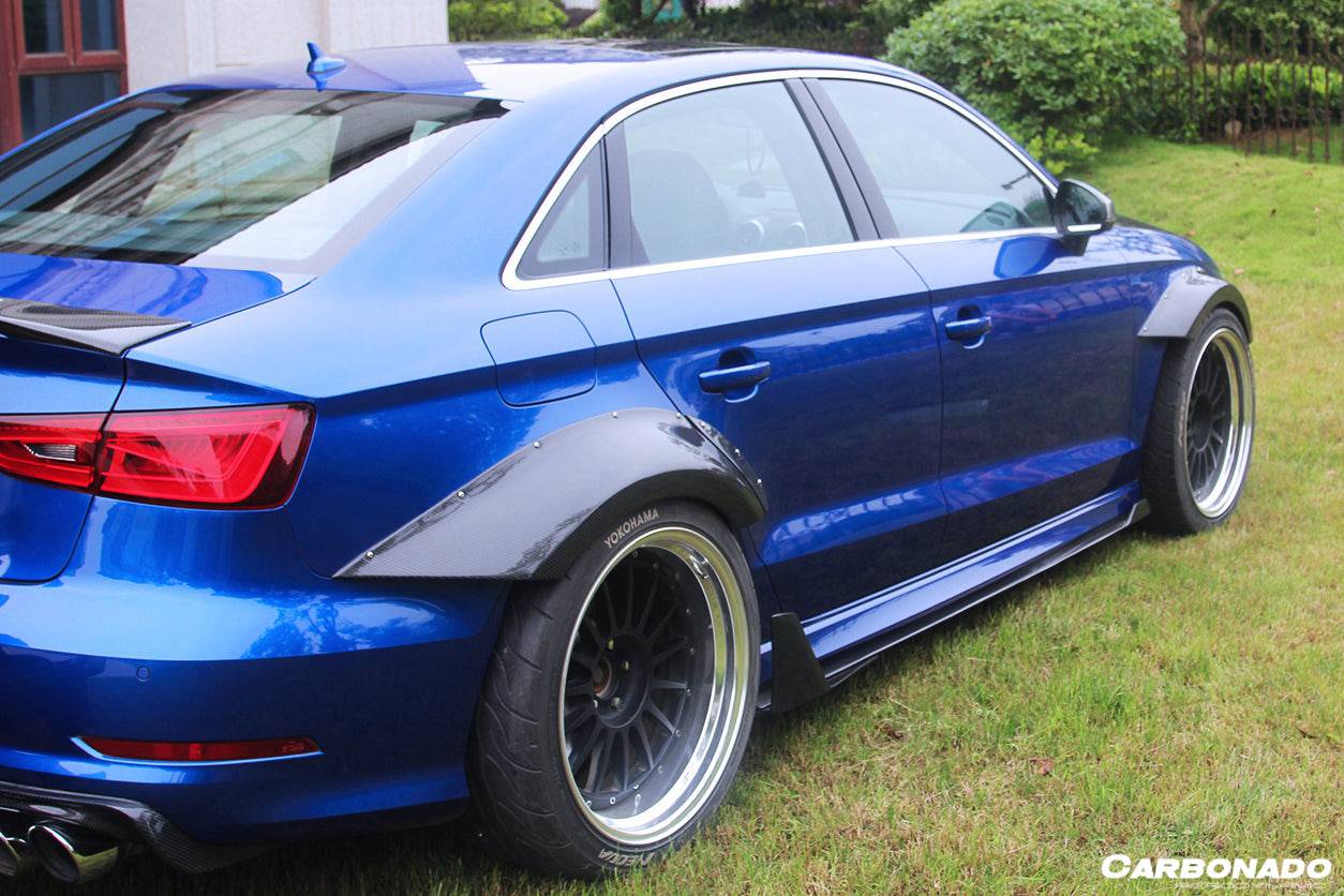 2013-2016 Audi S3 A3 Sline Sedan BKSS Style Carbon Fiber Wide Fender Flare - Carbonado