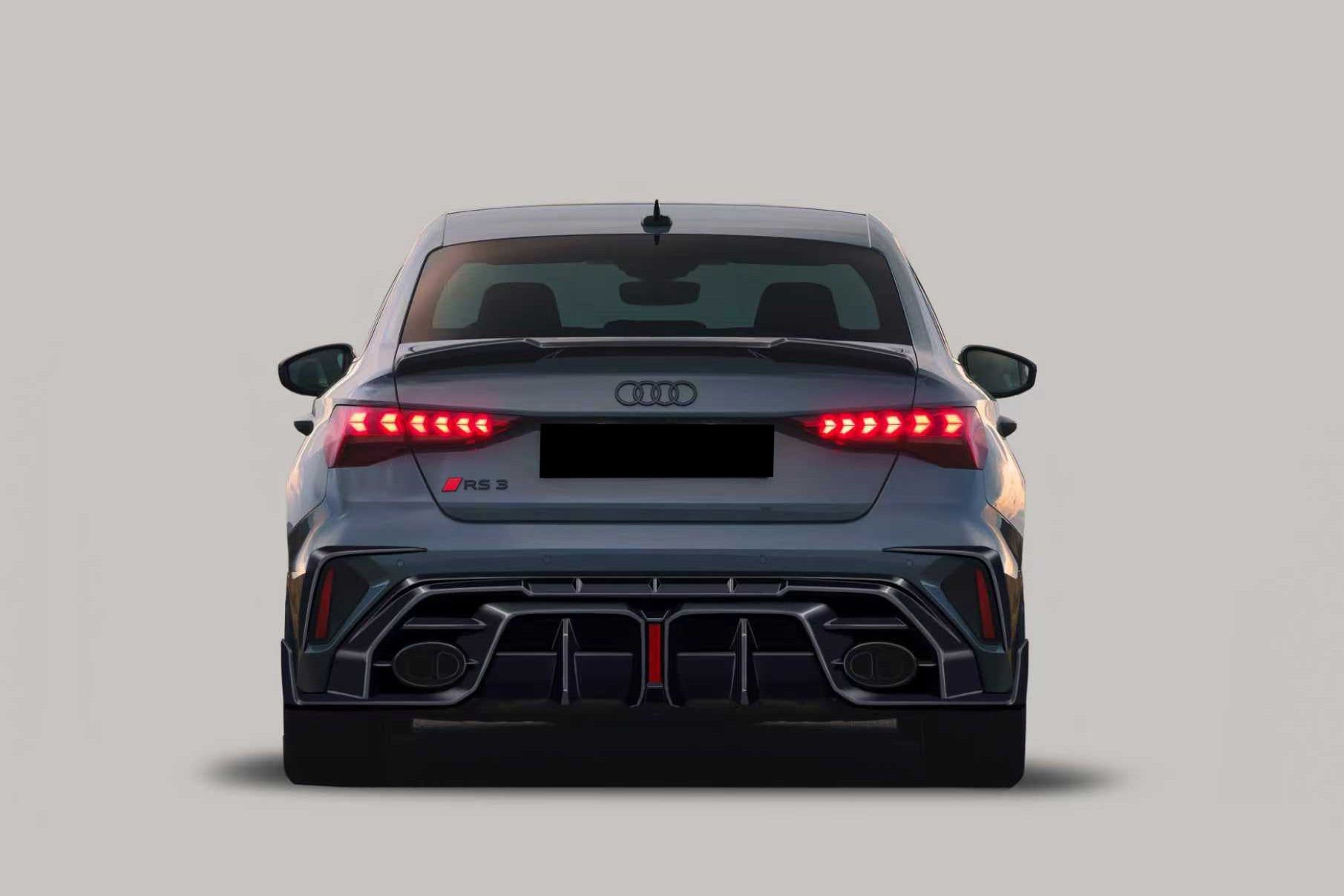 Audi RS3 8Y.5 Sedan AD Style Autoclave Carbon Fiber Rear Bumper Side Canards 2025-Up