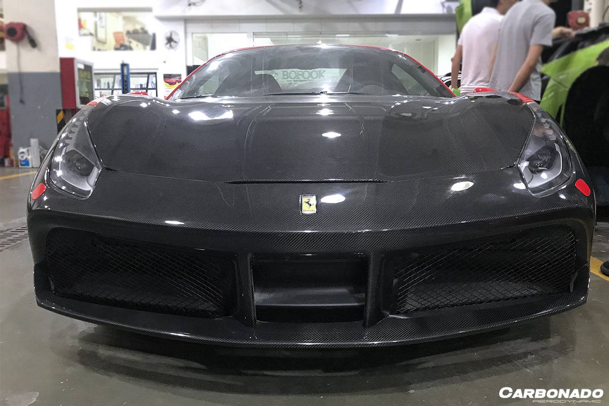 2015-2020 Ferrari 488 GTB & Spider OE Style Carbon Fiber Front Bumper - Carbonado
