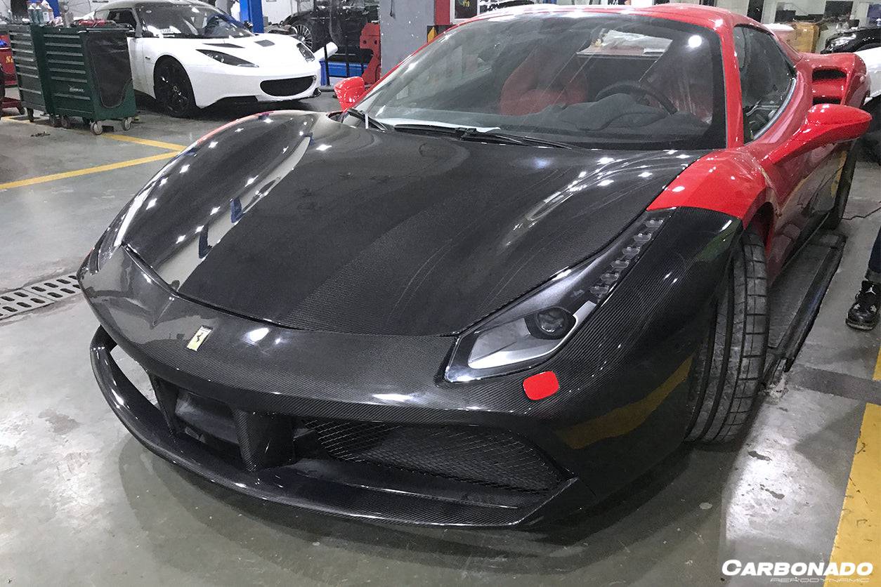 2015-2020 Ferrari 488 GTB & Spider OE Style Carbon Fiber Front Bumper - Carbonado