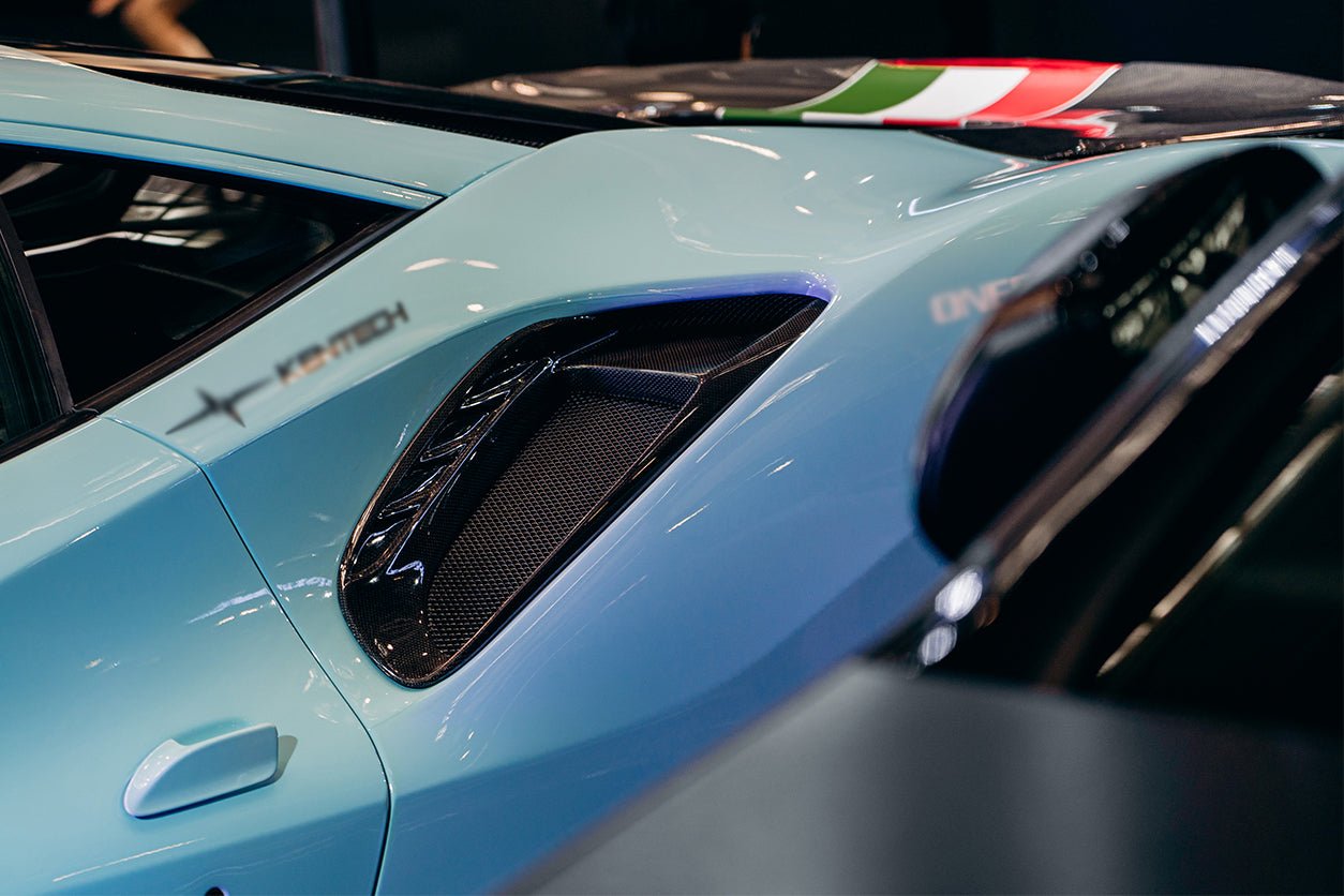 2015-2020 Ferrari 488 GTB Spider Pista Style Carbon Fiber Quarter Panel Side Scoops - Carbonado