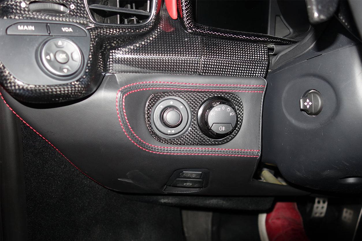 2010-2015 Ferrari 458 Coupe & Spider OE Style DRY Carbon Fiber Light Switch Patch - Carbonado