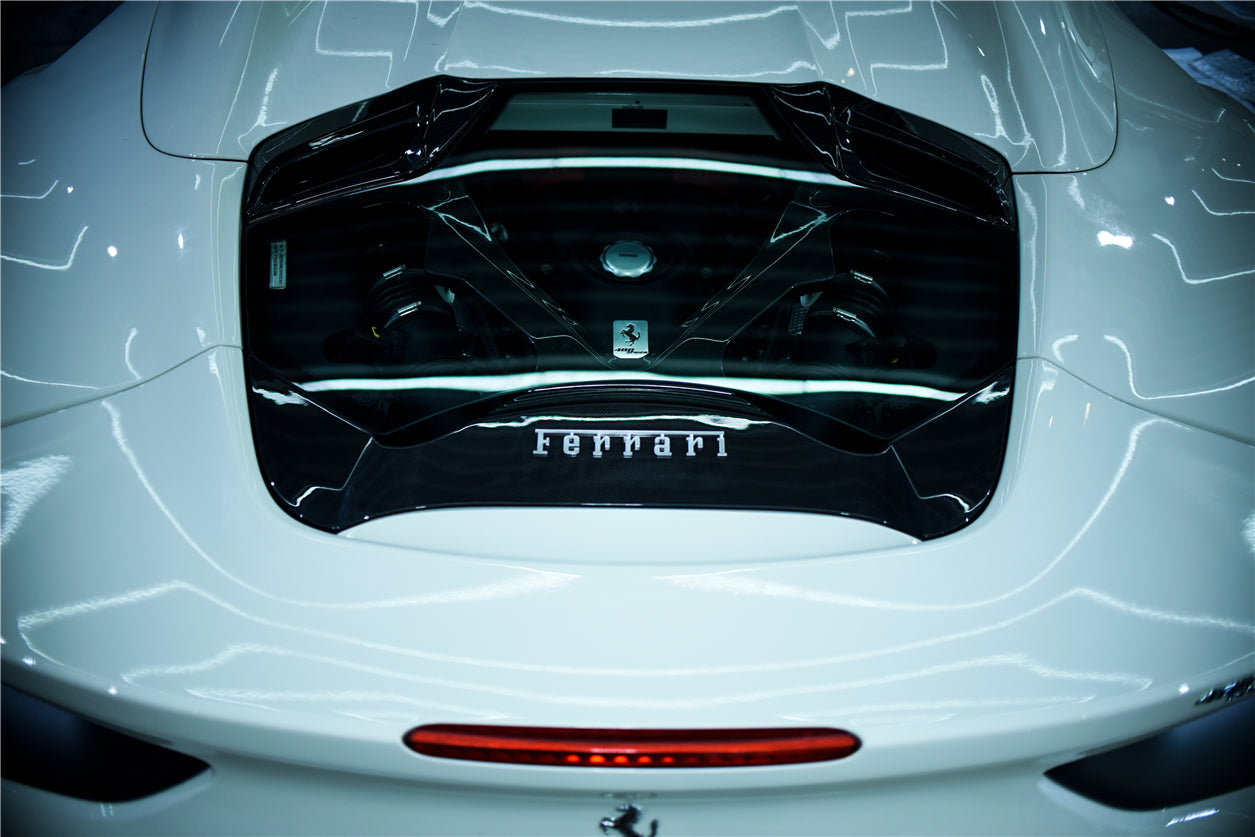 2015 - 2020 Ferrari 488 Spyder Dry Carbon Fiber Engine Hood With Glass
